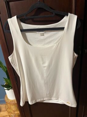 Calvin Klein Cream Scoop Neck Tank Top